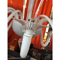 Contemporary White With Transparent Leaves Murano Glass Chandelier - 4302846