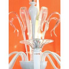 Contemporary White With Transparent Leaves and Boubeches Murano Glass Chandelier - 4302817