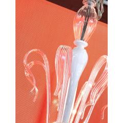 Contemporary White With Transparent Leaves and Boubeches Murano Glass Chandelier - 4302818