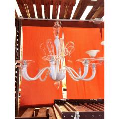 Contemporary White With Transparent Leaves and Boubeches Murano Glass Chandelier - 4302821