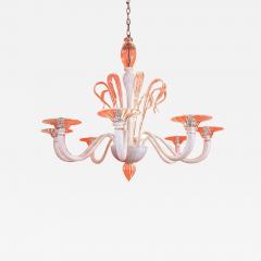 Contemporary White With Transparent Leaves and Boubeches Murano Glass Chandelier - 4306072