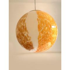 Contemporary White and Amber Spots Sphere Pendant Light in Murano Glass - 4302700
