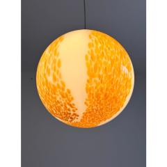 Contemporary White and Amber Spots Sphere Pendant Light in Murano Glass - 4302701