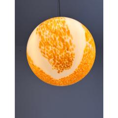Contemporary White and Amber Spots Sphere Pendant Light in Murano Glass - 4302703
