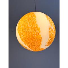 Contemporary White and Amber Spots Sphere Pendant Light in Murano Glass - 4302705