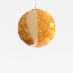 Contemporary White and Amber Spots Sphere Pendant Light in Murano Glass - 4306066