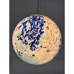 Contemporary White and Blue Spots Sphere Pendant Light in Murano Glass - 4302717