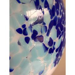 Contemporary White and Blue Spots Sphere Pendant Light in Murano Glass - 4302718