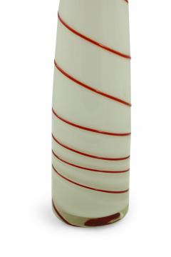 Contemporary White and Red Candy Cane Design Curved Art Glass Vase - 4669519