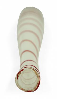 Contemporary White and Red Candy Cane Design Curved Art Glass Vase - 4669521