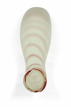 Contemporary White and Red Candy Cane Design Curved Art Glass Vase - 4669522