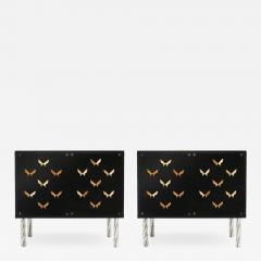 Contemporary Wood and Dark Glass Pair of Sideboards Designed by L A Studio - 1892157