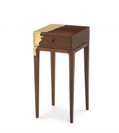 Contemporary oak and brass side table America  - 975406