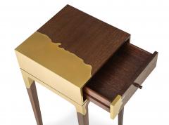 Contemporary oak and brass side table America  - 975407