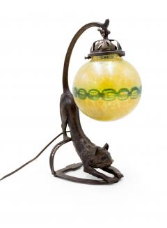 Continental Austrian Cat Lamp With Loetz Shade - 1380763