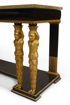 Continental Austrian Ebonized Egyptian Figural Console Table - 1428633
