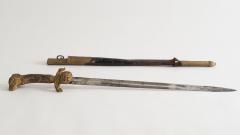 Continental Bronze Dore Ceremonial Dog Pommel Sword with Scabbard - 4199868
