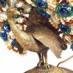 Continental Bronze and Glass Peacock Table Lamp - 1380770