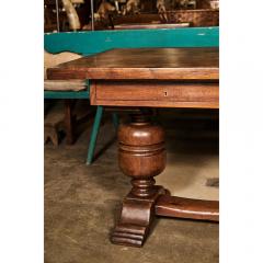 Continental Carved Oak Trestle Table Desk - 2085618