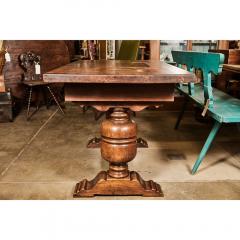 Continental Carved Oak Trestle Table Desk - 2085622