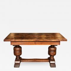 Continental Carved Oak Trestle Table Desk - 2086838