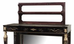 Continental Empire Black Lacquer Chinoiserie Console Table - 1428618