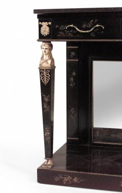 Continental Empire Black Lacquer Chinoiserie Console Table - 1428621