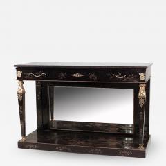Continental Empire Black Lacquer Chinoiserie Console Table - 1430404