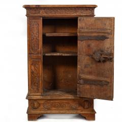 Continental Heavily Worn Carved One Door Cupboard Cabinet of Small Size - 4501299