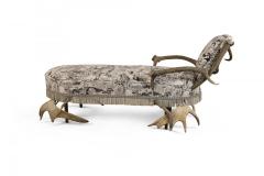 Continental Horn and Antler Velvet Chaise - 4645132