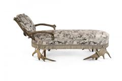 Continental Horn and Antler Velvet Chaise - 4645137