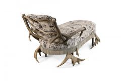 Continental Horn and Antler Velvet Chaise - 4645138