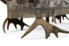 Continental Horn and Antler Velvet Chaise - 4645139