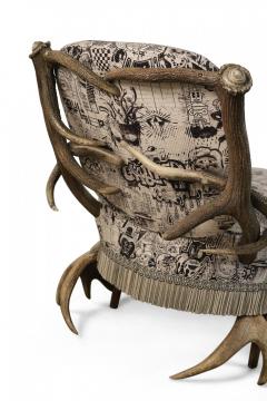 Continental Horn and Antler Velvet Chaise - 4645140