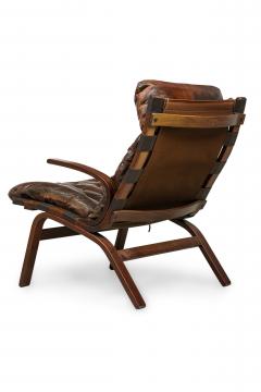 Continental Mid Century Style Tufted Leather Armchair - 4661521