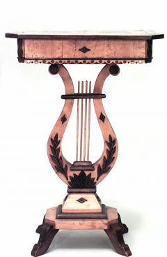 Continental Neoclassic Karelian Birch Lyre Side Table - 1437654