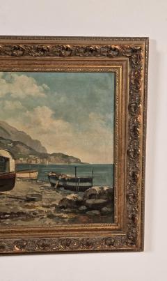 Continental Oil Painting of Fishing Village probably Italy circa 1900 - 4499926