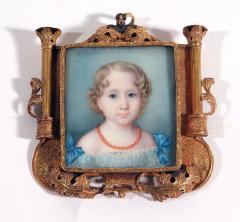 Continental Portrait Miniature of a Young Girl with Tableau Locket Frame - 2573250