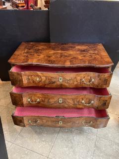Continental Rococo Style Burl Walnut Arbal te form 3 drawer Commode - 4714878