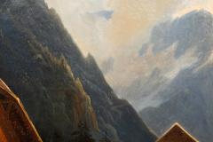 Continental School Alpine Village Oil Painting late 19th century - 4804619