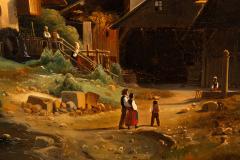 Continental School Alpine Village Oil Painting late 19th century - 4804620