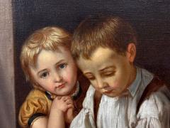 Continental School Children at Their Lessons Oil on Canvas Europe 19th c  - 4813784