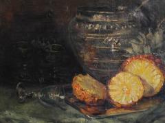 Continental School oil on canvas still life with pineapple - 1055942