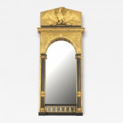 Continental Swedish Empire Gilt and Ebonized Eagle Pediment Wall Mirror - 4644135