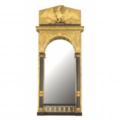 Continental Swedish Empire Gilt and Ebonized Eagle Pediment Wall Mirror - 4644136