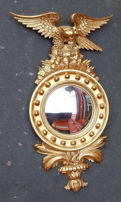 Convex Mirror with Eagle Wood Gilt with Golden Leafed 1950 1970 - 2402373