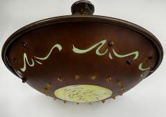 Copper Art Glass Studio Brutalist Fixture Pendant Chandelier - 4322315