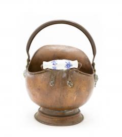 Copper Coal Scuttle with Ceramic Blue and White Handle - 4200595