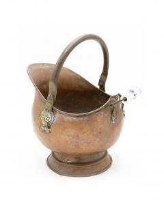 Copper Coal Scuttle with Ceramic Blue and White Handle - 4200596