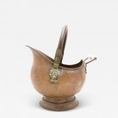 Copper Coal Scuttle with Ceramic Blue and White Handle - 4263154